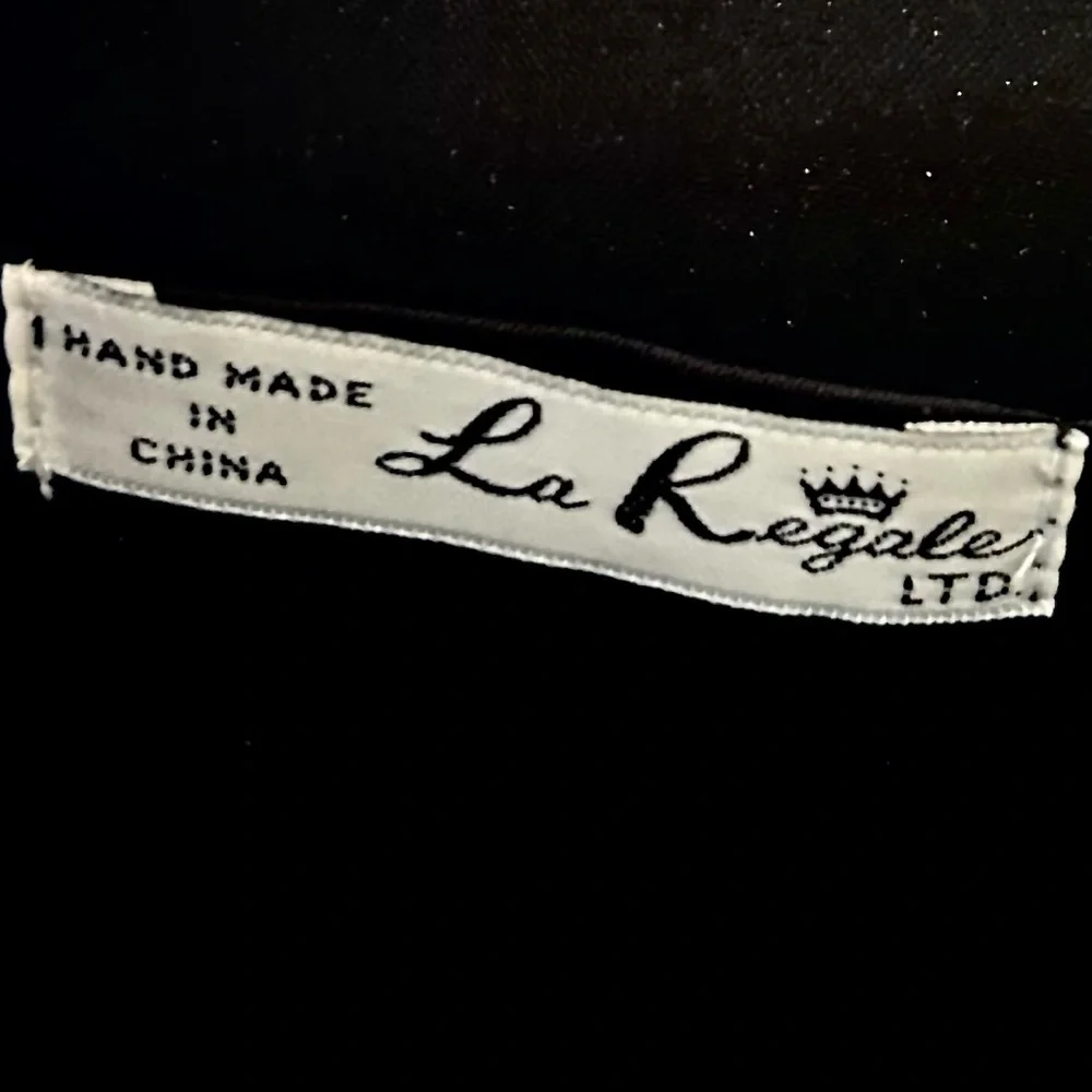 Vintage MCM La Regale Black Satin Evening Bag Flat Bows Snap Close Clutch Strap